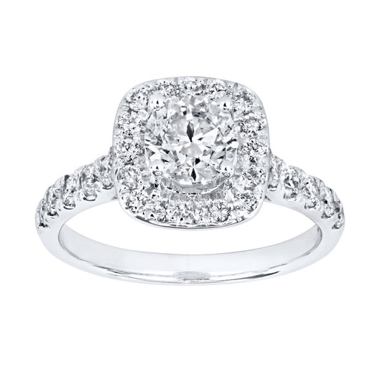 Halo Diamond Engagement Ring in 14K White Gold (1.50ct tw)