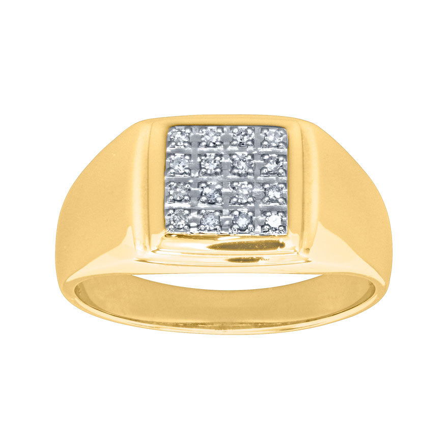 Bold Men's Diamond Ring in 10K Yellow Gold (0.12ct tw)