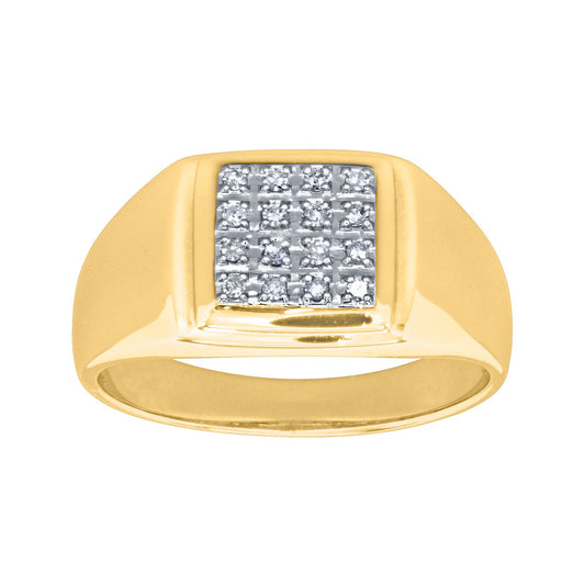 Bold Men's Diamond Ring in 10K Yellow Gold (0.12ct tw)