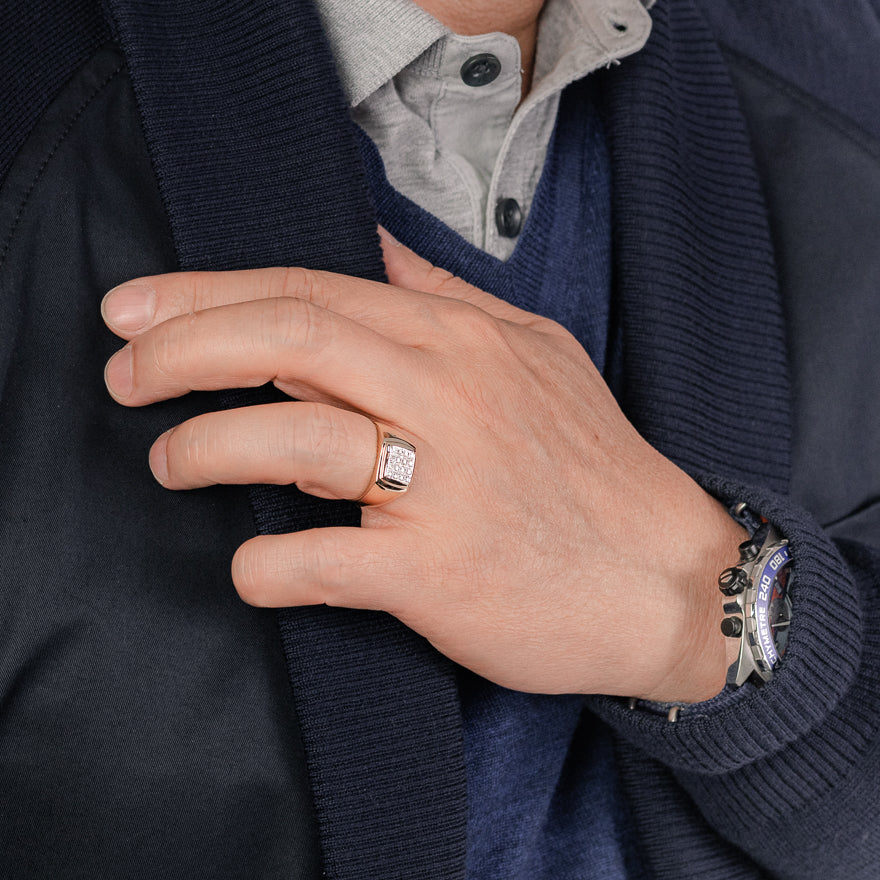 Bold Men's Diamond Ring in 10K Yellow Gold tw) - Main Image