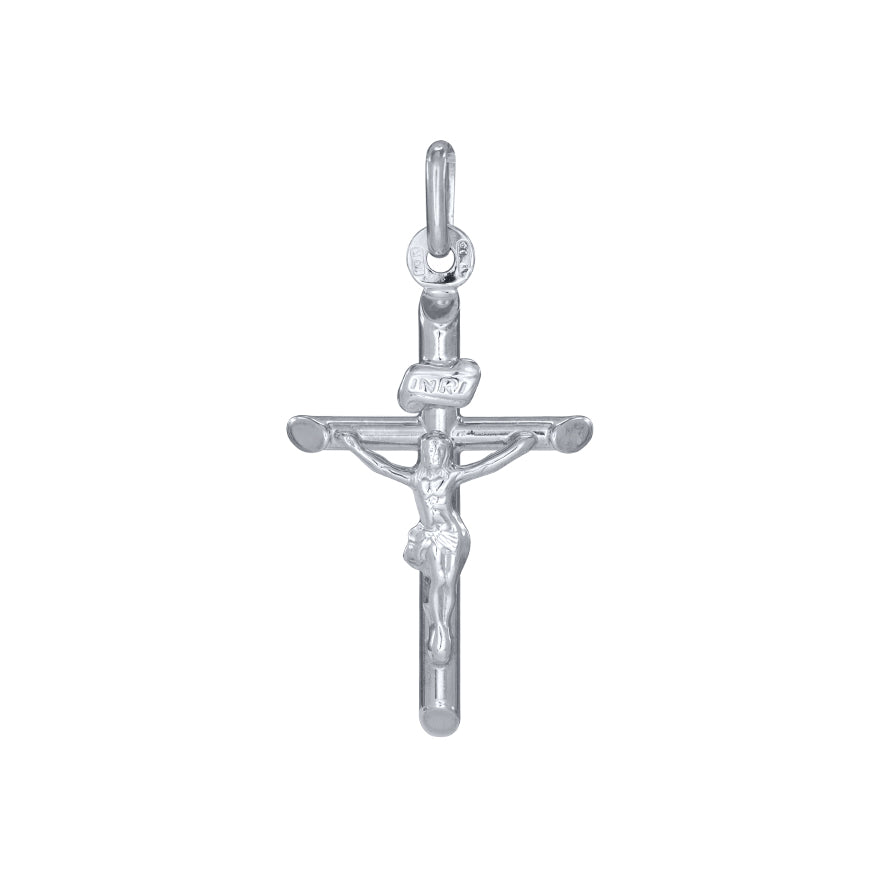 10K White Gold Crucifix Cross Pendant