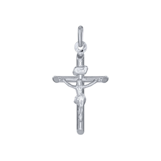 10K White Gold Crucifix Cross Pendant