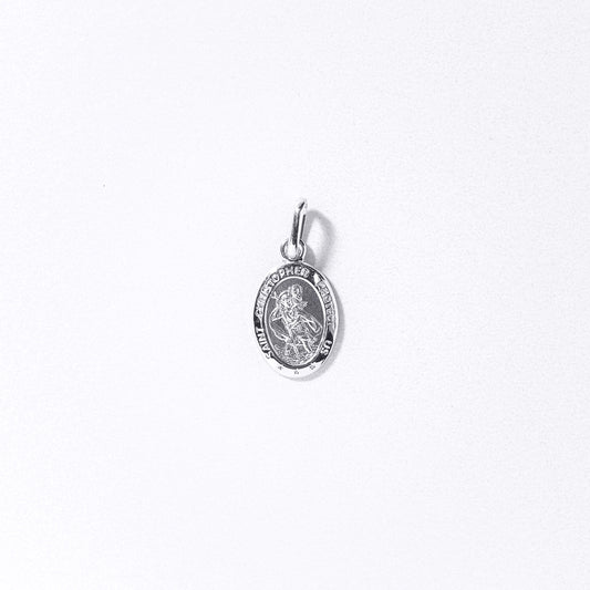 10K White Gold Saint Christopher Medal Charm