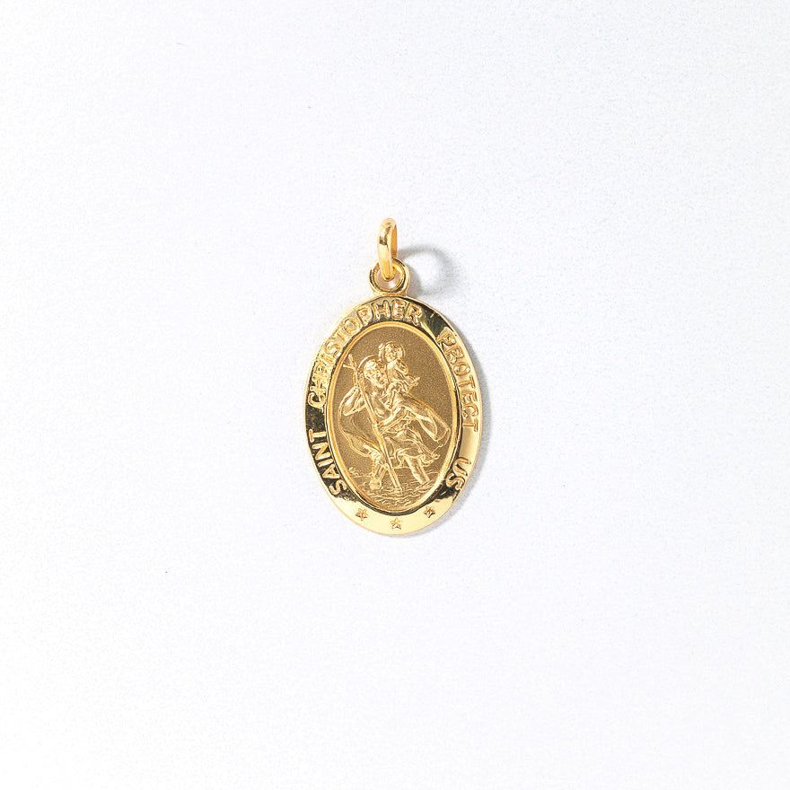 10K Yellow Gold Saint Christopher Medal Charm