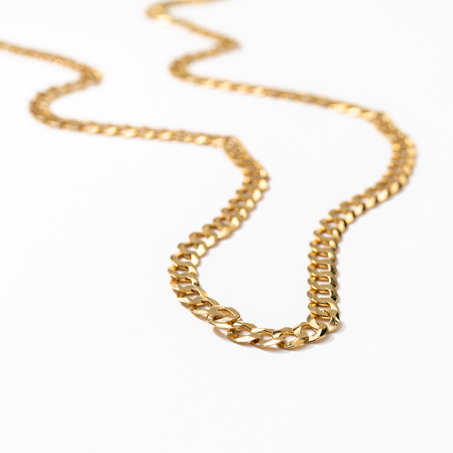 3mm Concave Curb Chain in 10K Yellow Gold (22”)