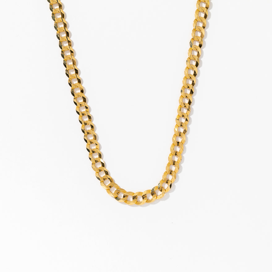 3mm Concave Curb Chain in 10K Yellow Gold (22”)