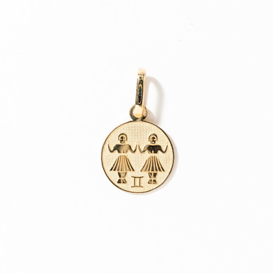 Gemini Charm Pendant in 10K Yellow Gold