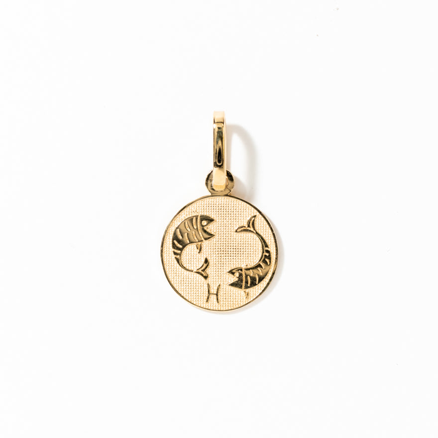 Pisces Charm Pendant in 10K Yellow Gold