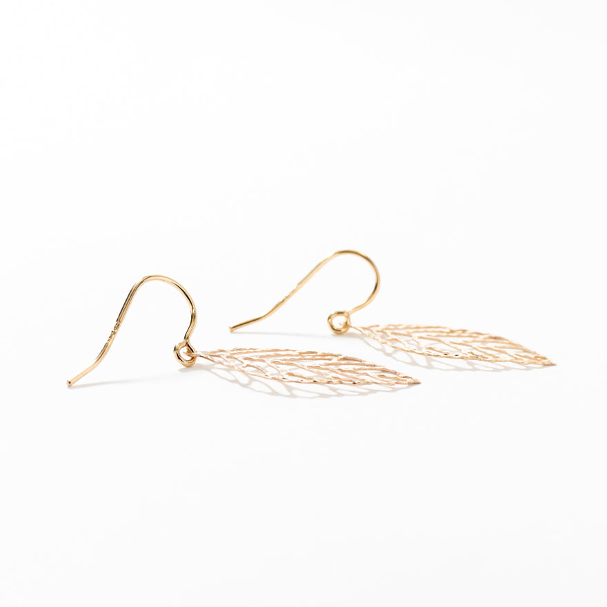 Cutout Leaf Earrings in 10K Yellow Gold