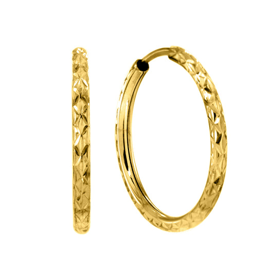 Diamond Cut Hoop Earrings in 10K Yellow Gold