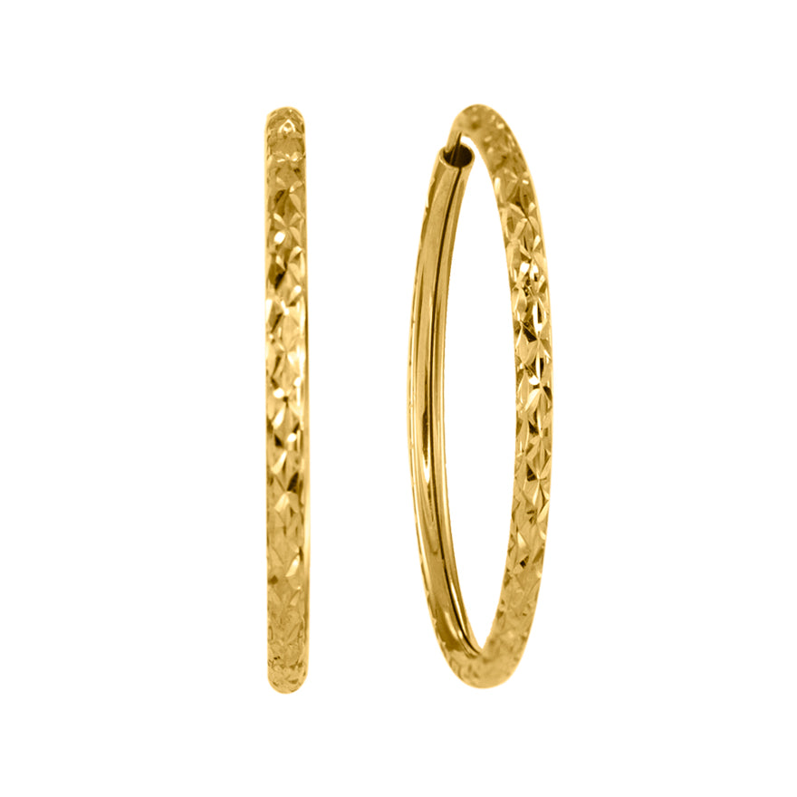 Diamond Cut Hoop Earrings in 10K Yellow Gold