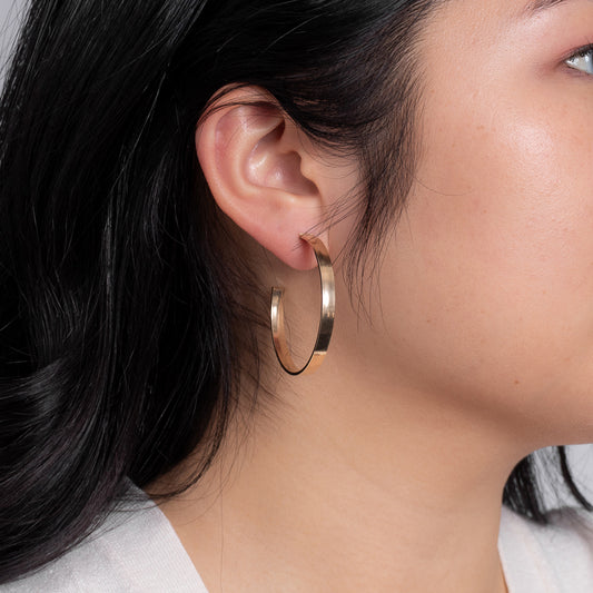 Flat Tube Hoop Earrings in Italian 10K Yellow Gold