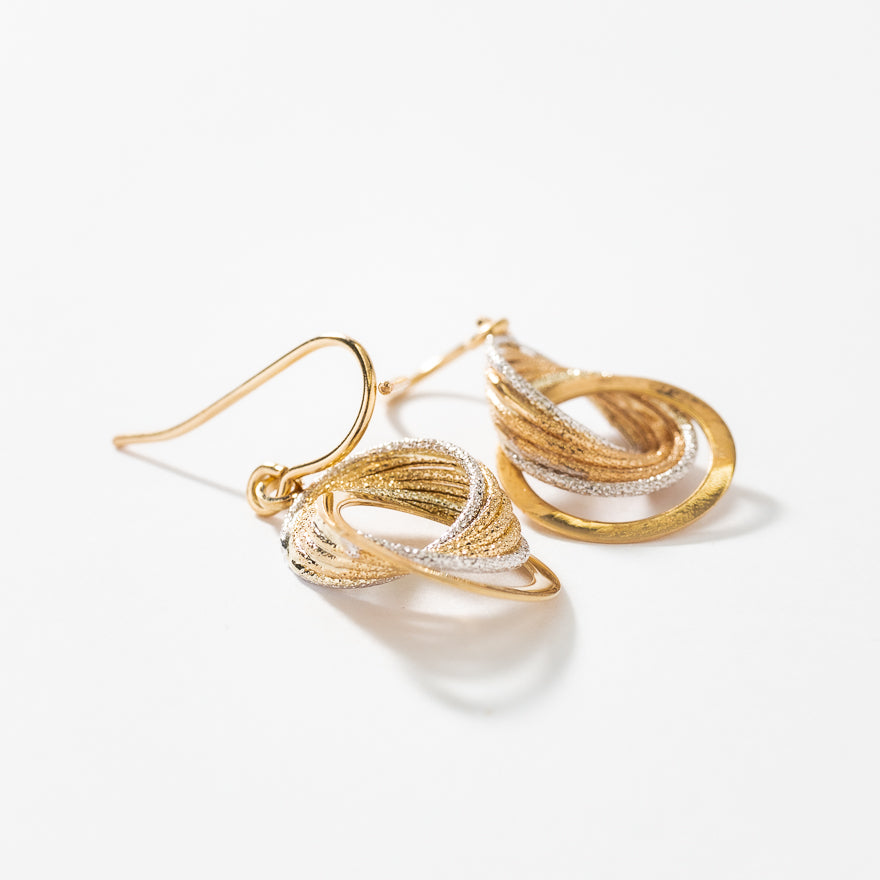 Interlocking Circle Earrings in 10K Yellow and White Gold