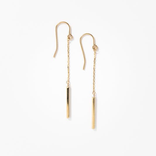 Bar and Chain Drop Earrings in 10K Yellow Gold