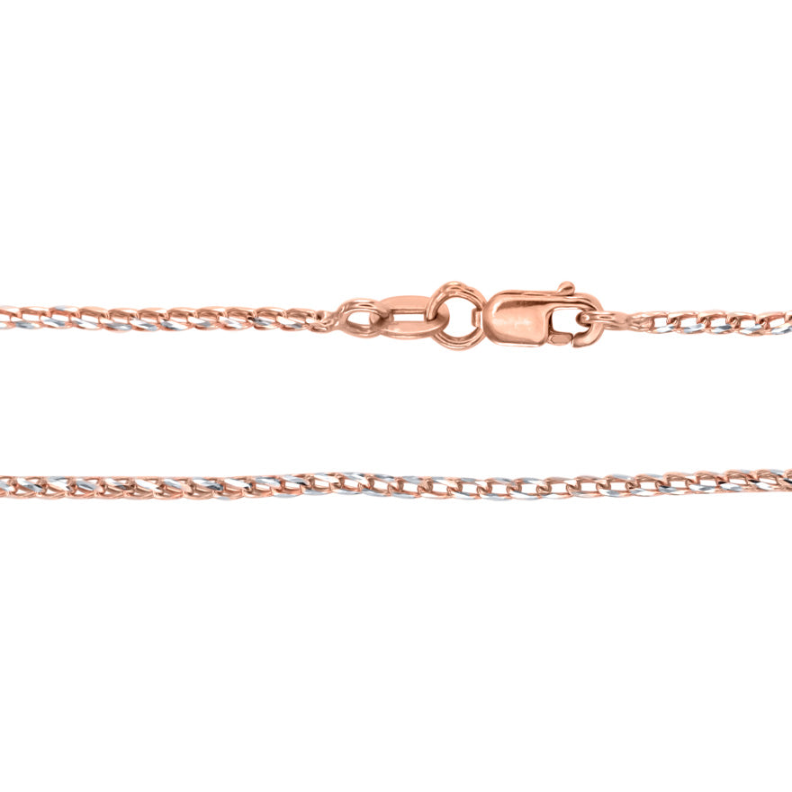 10K Rose and White Gold 1.4mm Diamond Cut Franco Chain (18")