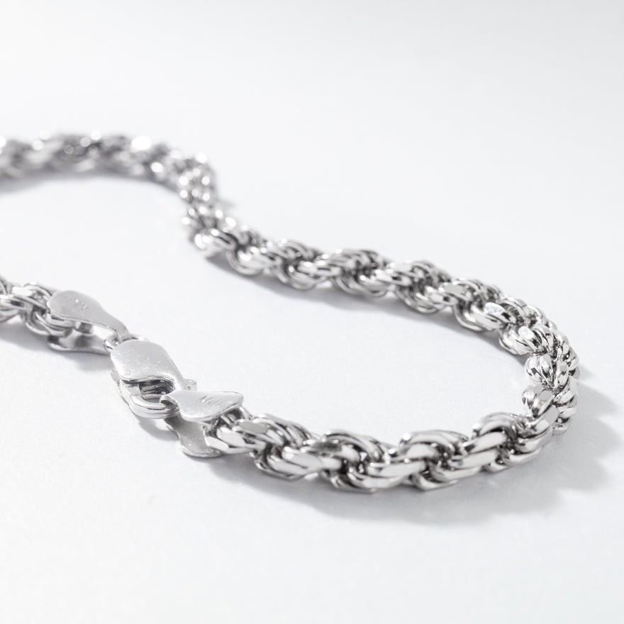 Silver rope chain diamond on sale cut