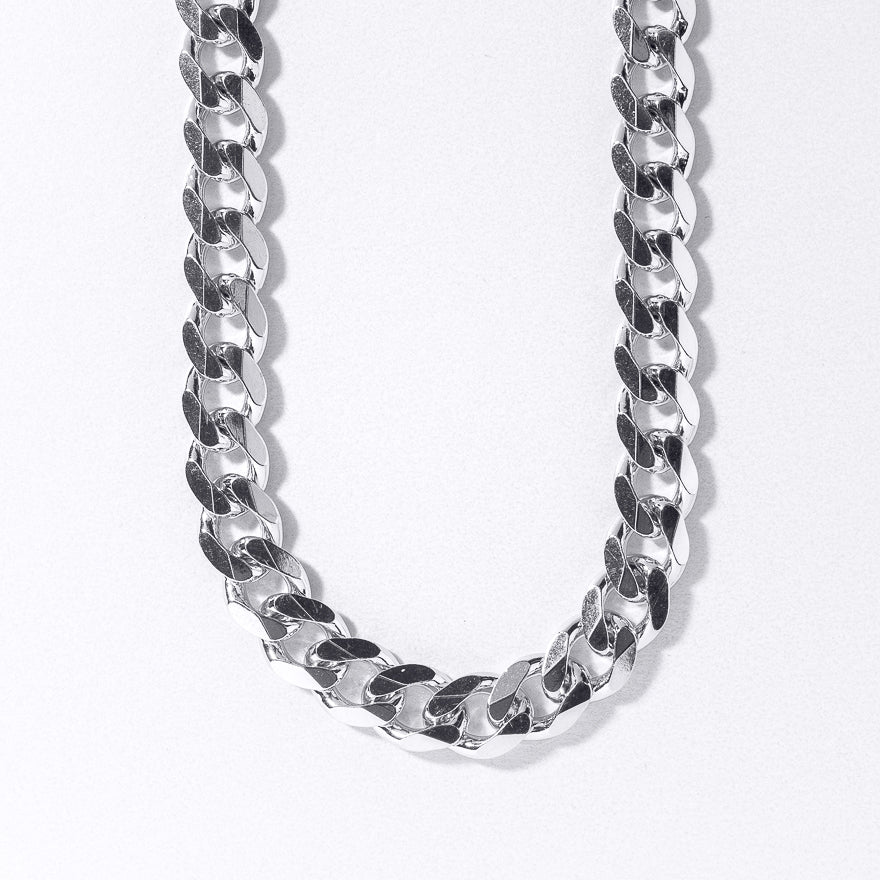 7mm Italian Silver Diamond Cut Curb Chain (22")