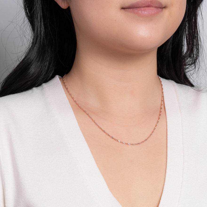 10K White and Rose Gold 1.85mm Singapore Chain (18")