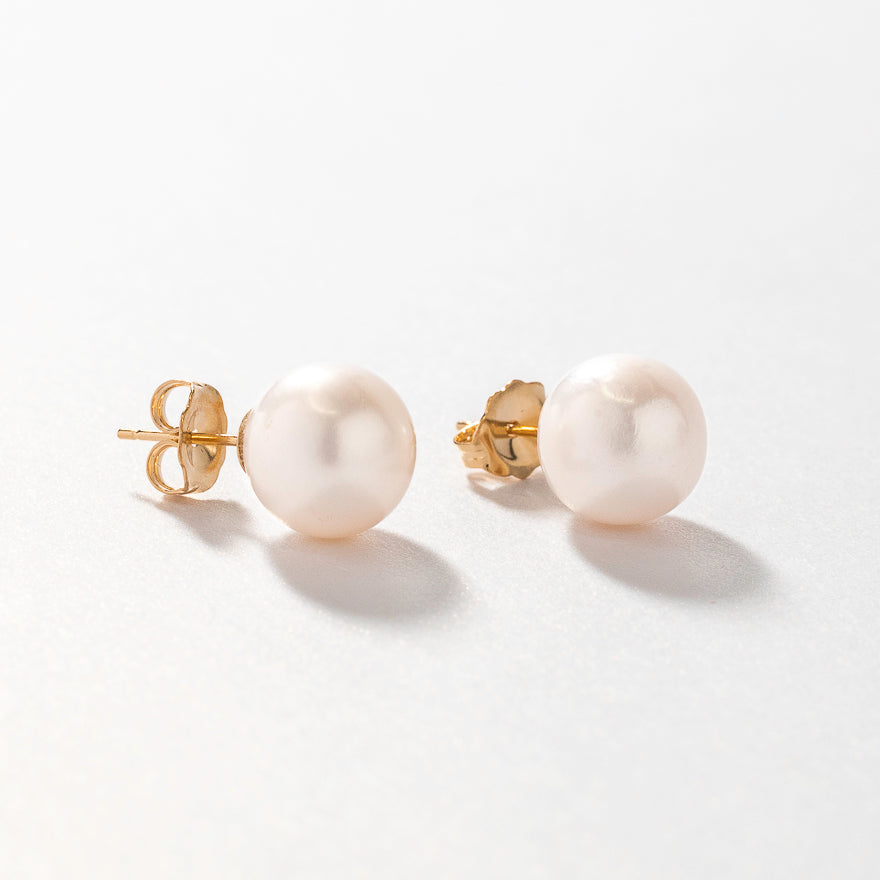 Cultured Pearl Stud Earrings in 14K Yellow Gold