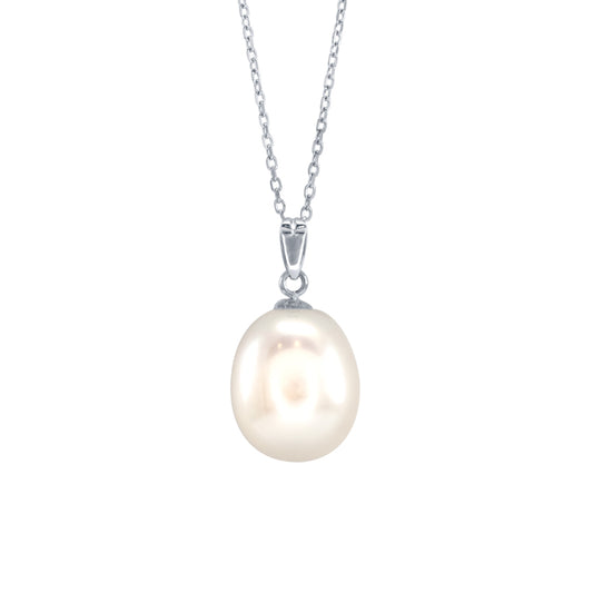 10-11mm Single Pearl Pendant Necklace in 14K White Gold