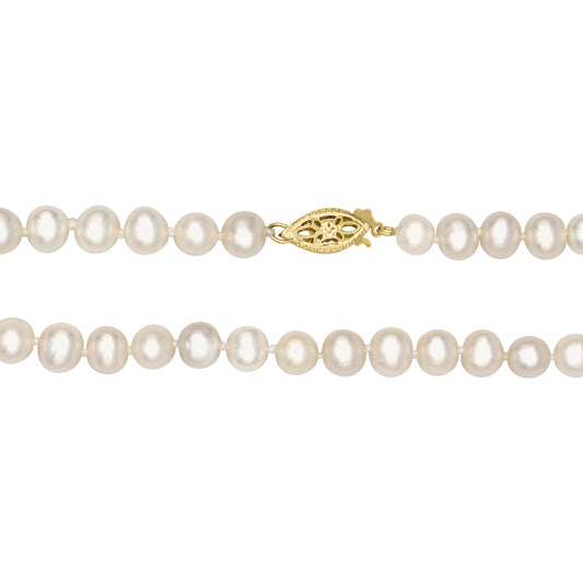 18" 5-5.5mm Cultured Pearl Strand Necklace in 14K Yellow Gold