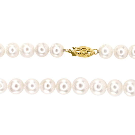 17” 7.5-8mm Pearl Necklace in 14K Yellow Gold