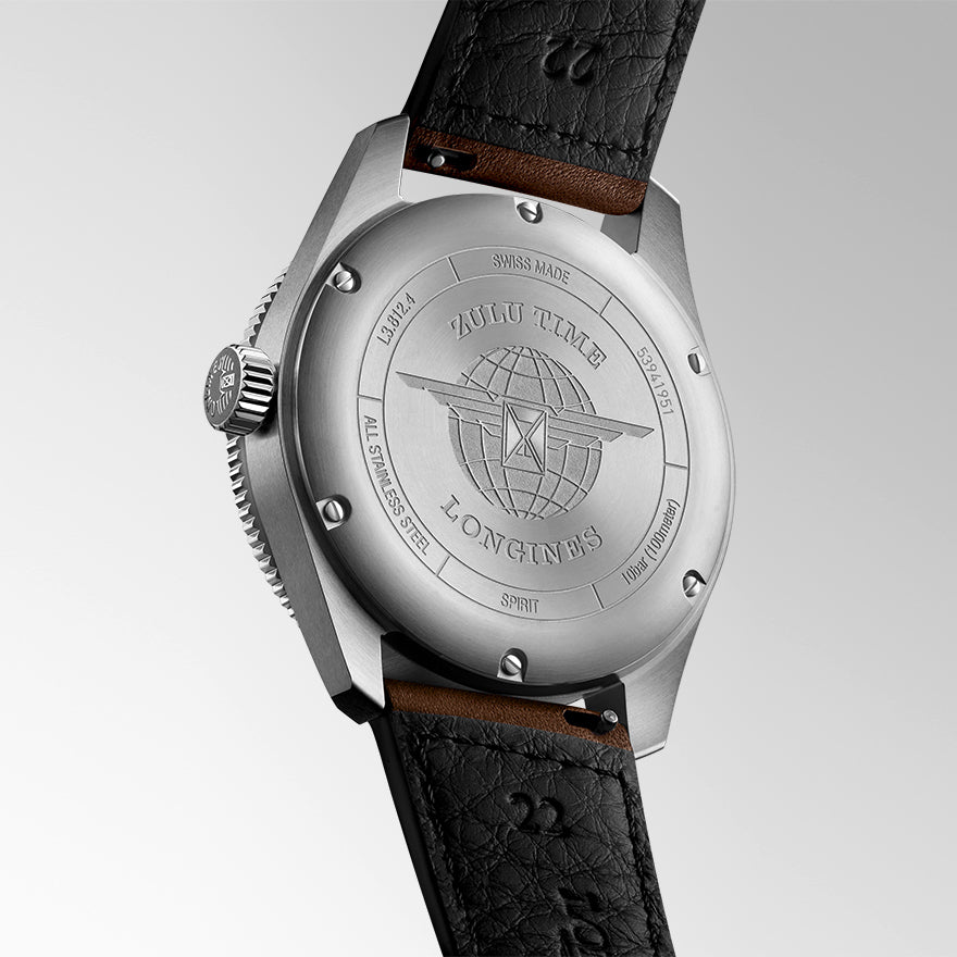 Longines Spirit Zulu Time 42mm Automatic Black Dial Watch | L3.812.4.53.2