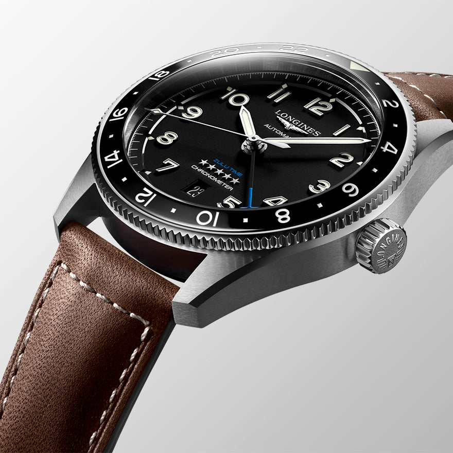 Longines Spirit Zulu Time 42mm Automatic Black Dial Watch | L3.812.4.53.2
