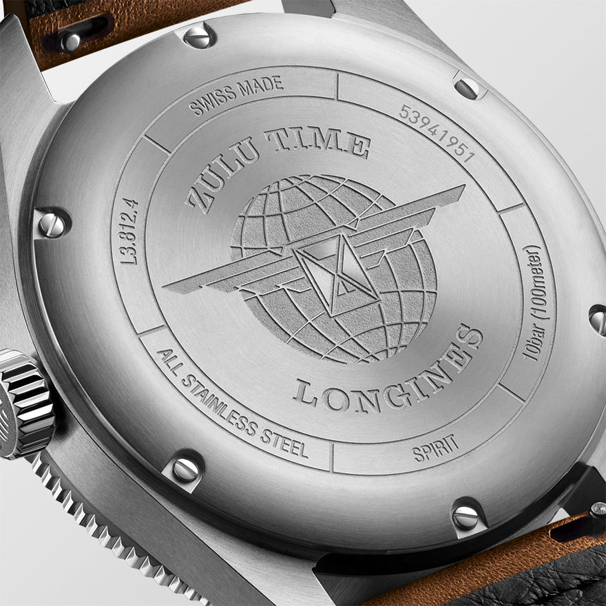 Longines Spirit Zulu Time 42mm Automatic Watch - L3.812.4.63.2