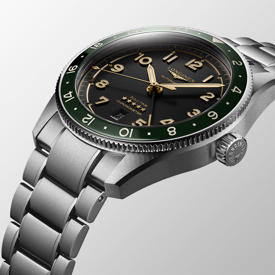 Longines Spirit Zulu Time Green Bezel 42 mm | L3.812.4.63.6