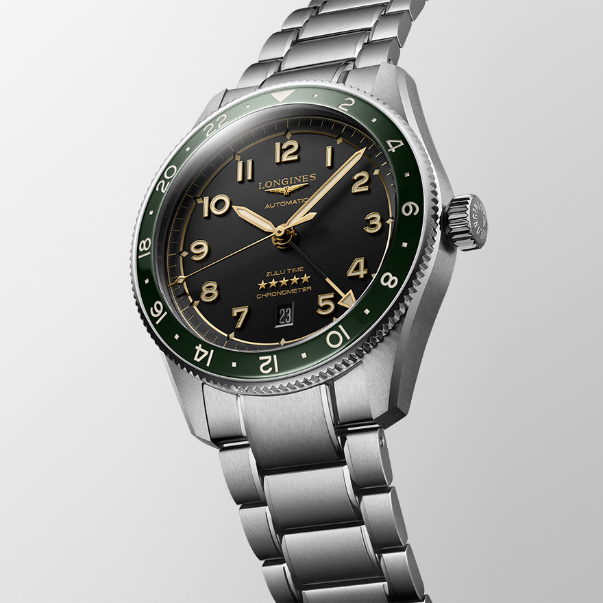 Longines Spirit Zulu Time Green Bezel 42 mm | L3.812.4.63.6