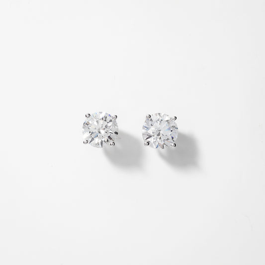 Lab Grown Round Cut Diamond Stud Earrings in 14K White Gold (3.00 ct tw)