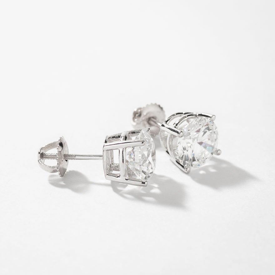 Lab Grown Round Cut Diamond Stud Earrings in 14K White Gold (4.00 ct tw)