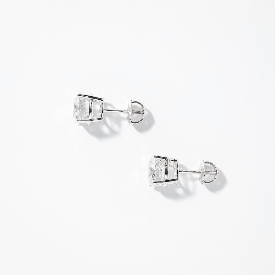 Lab Grown Round Cut Diamond Stud Earrings in 14K White Gold (4.00 ct tw)