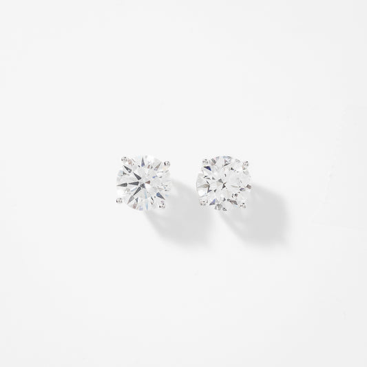 Lab Grown Round Cut Diamond Stud Earrings in 14K White Gold (4.00 ct tw)