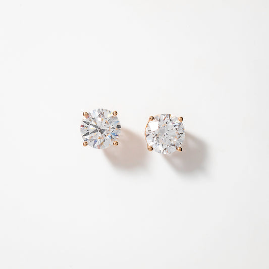 Lab Grown Round Cut Diamond Stud Earrings in 14K Yellow Gold (4.00 ct tw)