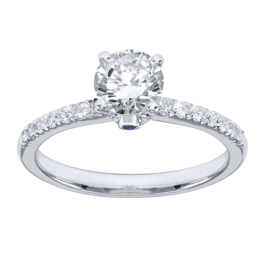 Lumina "Embrace" Ideal Cut Diamond Engagement Ring with Sapphire Accen