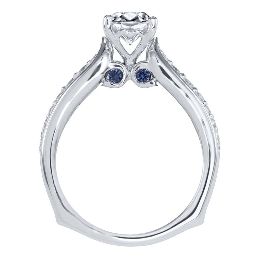 Lumina "Sirena" (0.70ct) Ideal Cut Centre Diamond In 18K White Gold With Sapphire and Diamond Accents