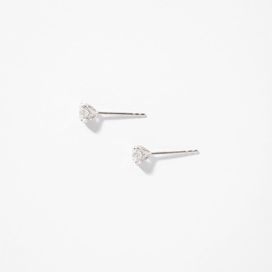 Lumina Ideal Cut Diamond Magnolia Solitaire Earrings in 18K White Gold (0.60ct tw)