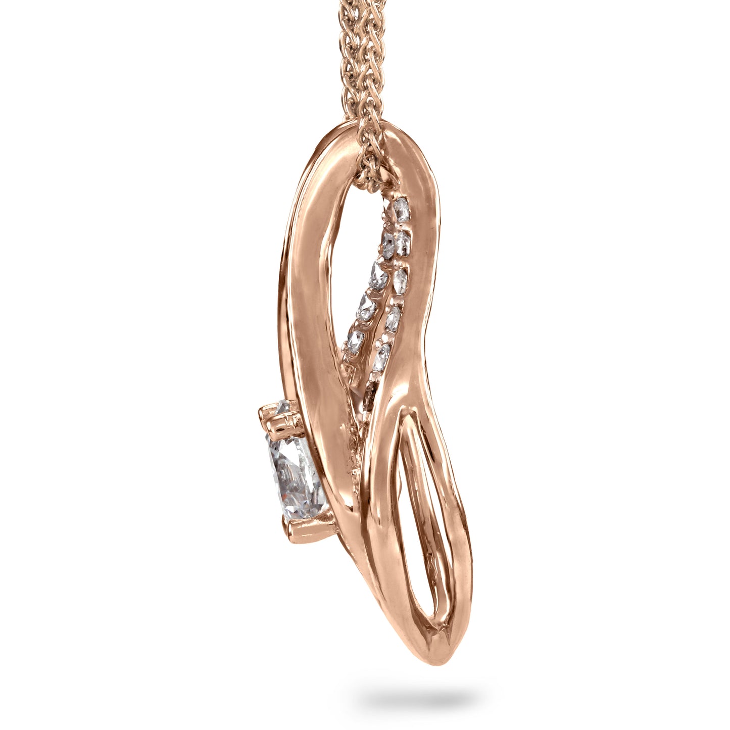 Lumina Ideal Cut Diamond 18K Pendant in Rose and White Gold (0.53ct tw)