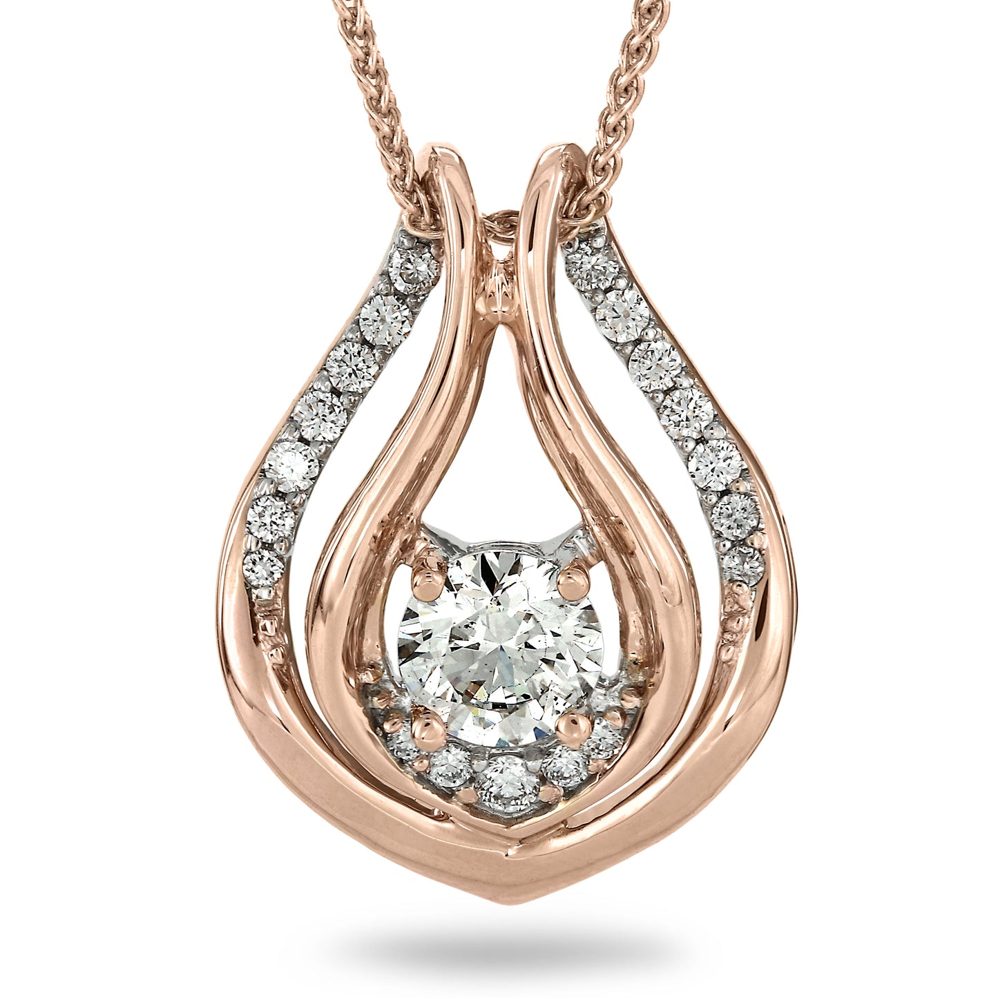 Lumina Ideal Cut Diamond 18K Pendant in Rose and White Gold (0.53ct tw)