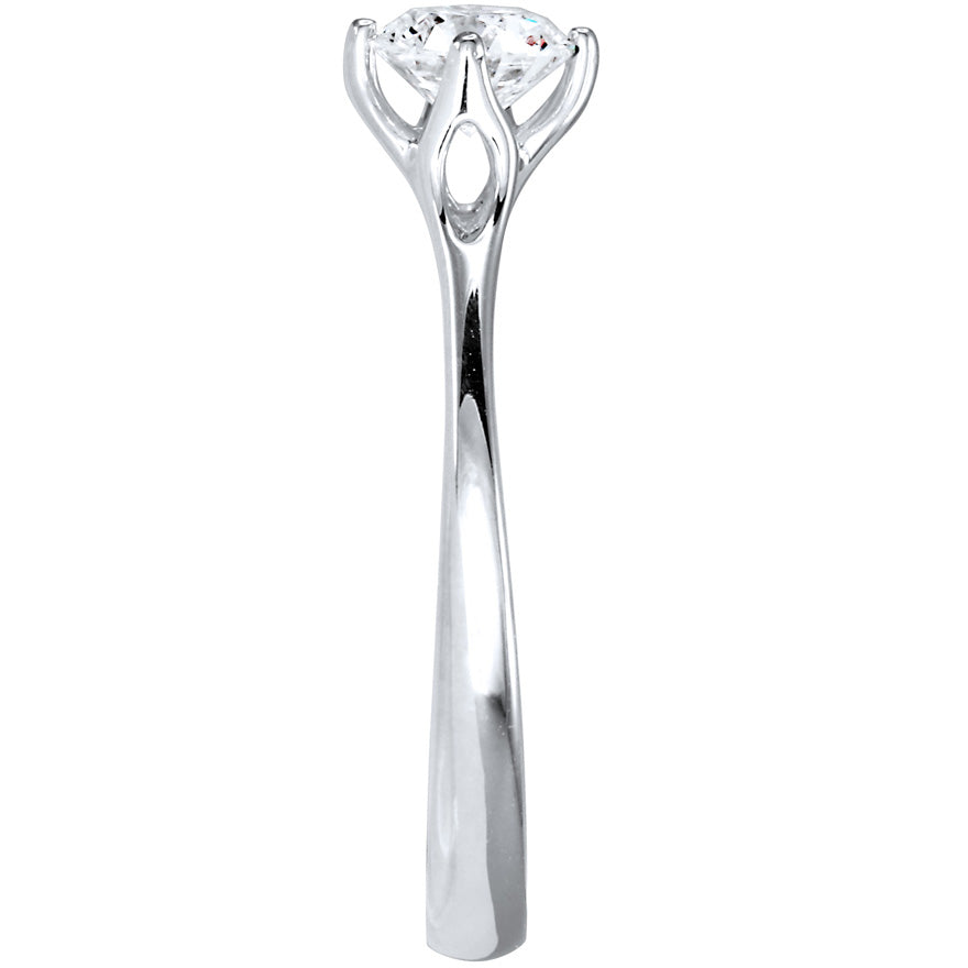 Lumina Ideal Cut Diamond Magnolia Solitaire Diamond Engagement Ring in 18K White Gold (0.50ct tw)