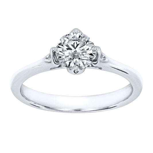 Lumina Ideal Cut Diamond Magnolia Solitaire Engagement Ring in 18K White Gold (0.70ct tw)