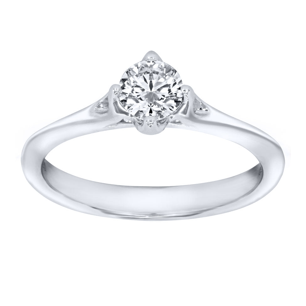 Lumina Ideal Cut Diamond Magnolia Solitaire Engagement Ring in 18K White Gold (0.40ct tw)