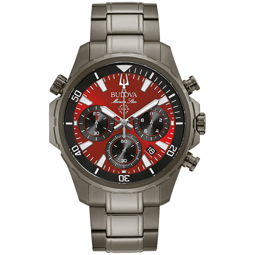 Bulova Marine Star Men's Chronograph Watch With Red Dial | 98B350