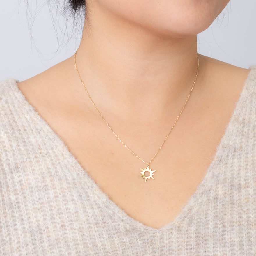 Sun Pendant Necklace in 10K Yellow Gold