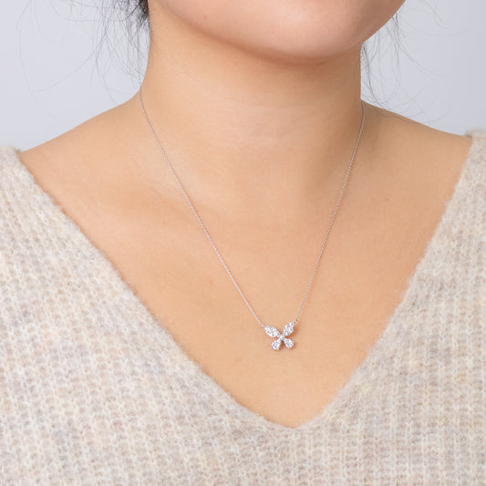 Butterfly Style Pendant with Removable Drop in 10K White Gold (1.00 ct tw)