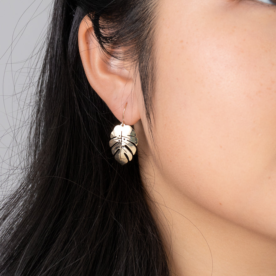 Dangling Leaf Earrings in 10K Yellow Gold