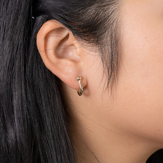 Beaded U-Clip Huggie Earrings in 10K Yellow Gold