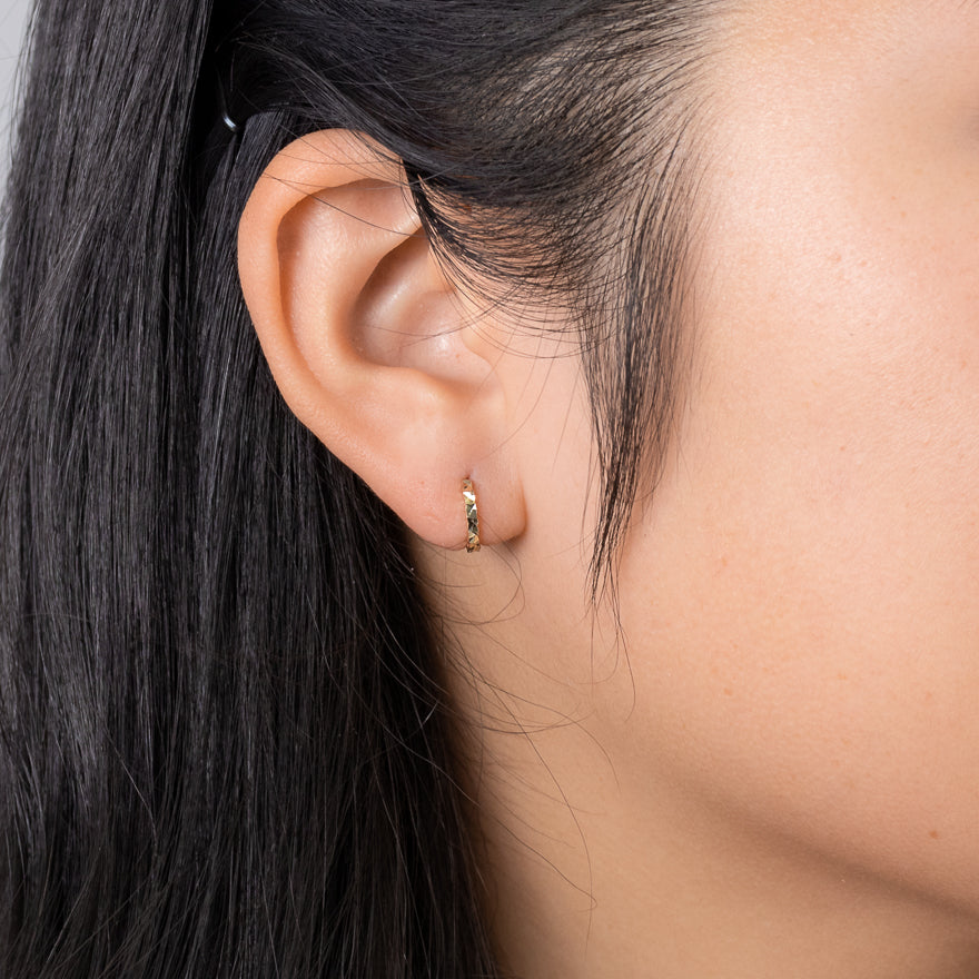 Diamond Cut Hoop Earrings 10K Yellow Gold